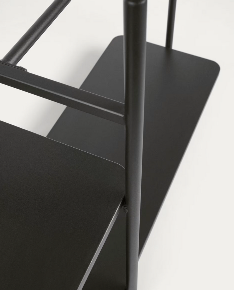 GALATIA Vješalica za odjeću od melamina i metala s klupom u crnoj boji 100 x 150 cm