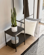 GALATIA Vješalica za odjeću od melamina i metala s klupom u crnoj boji 100 x 150 cm