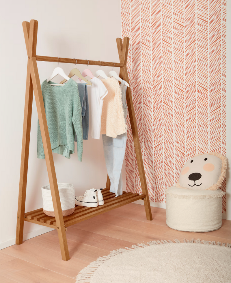 MARALIS Vješalica za odjeću u stilu teepeeja od punog jasenovog drva, 148 x 50 cm