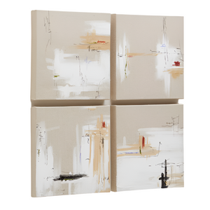SELNIR Set of 4 white and beige linen frames 30 x 30 cm
