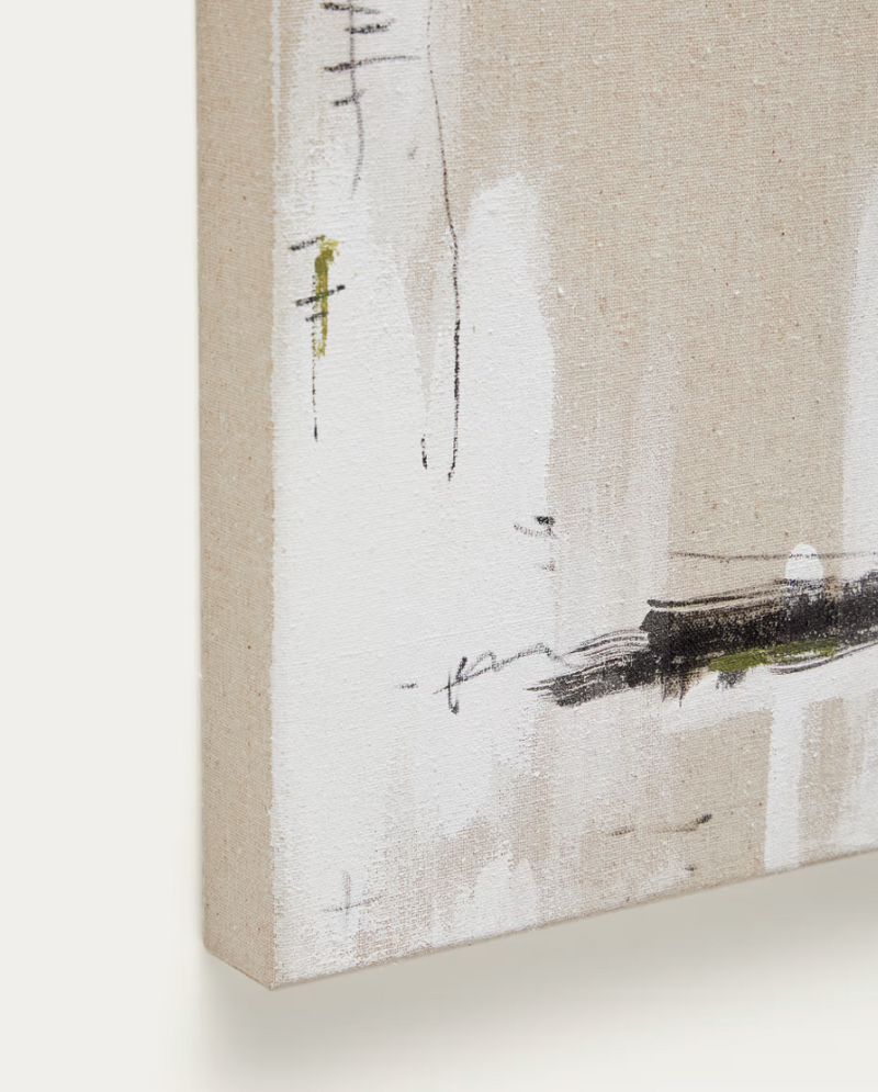 SELNIR Set od 4 bijela i bež lanena okvira 30 x 30 cm