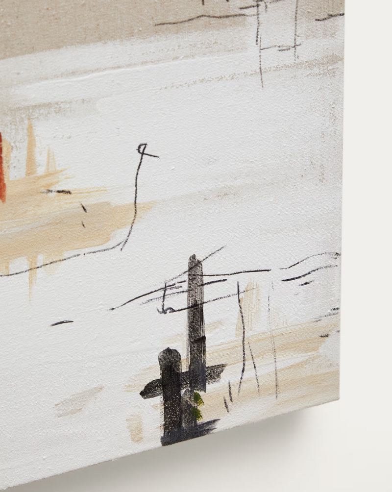 SELNIR Set od 4 bijela i bež lanena okvira 30 x 30 cm