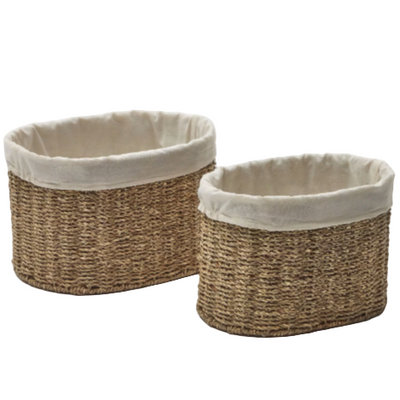 TOSSA Set of 2 medium natural fiber baskets