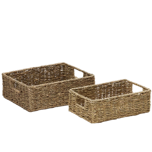 TOSSA Set of 2 natural fiber boxes, 28 x 20 cm / 32 x 27 cm