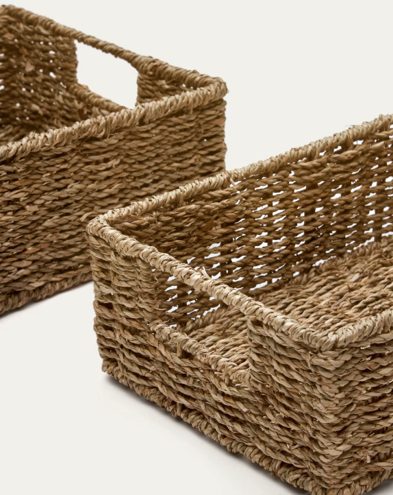 TOSSA Set of 2 natural fiber boxes, 28 x 20 cm / 32 x 27 cm