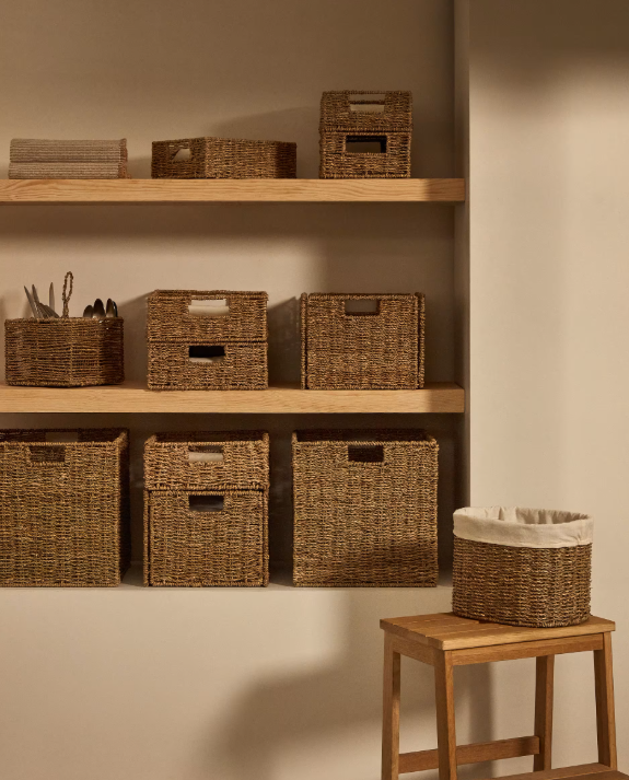 TOSSA Set of 2 natural fiber boxes, 28 x 20 cm / 32 x 27 cm