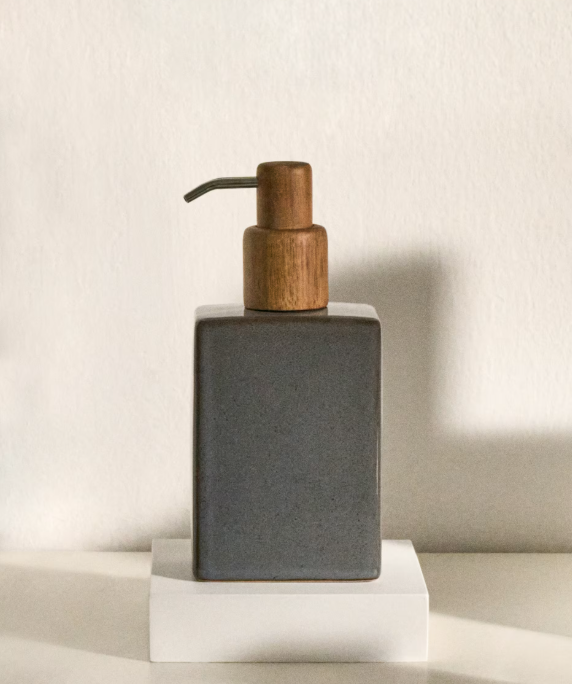 SILVET Gray stoneware soap dispenser