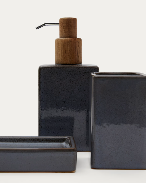 SILVET Gray stoneware soap dispenser
