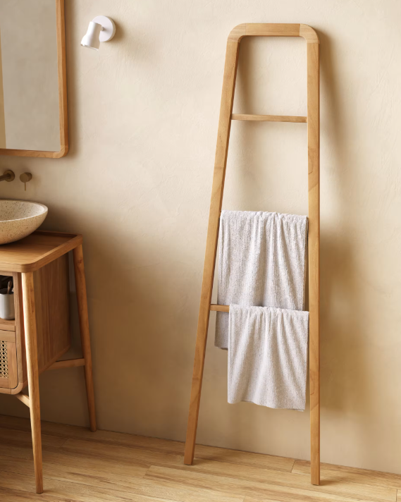ULIANA Solid teak towel rail with natural finish 50 x 160 cm