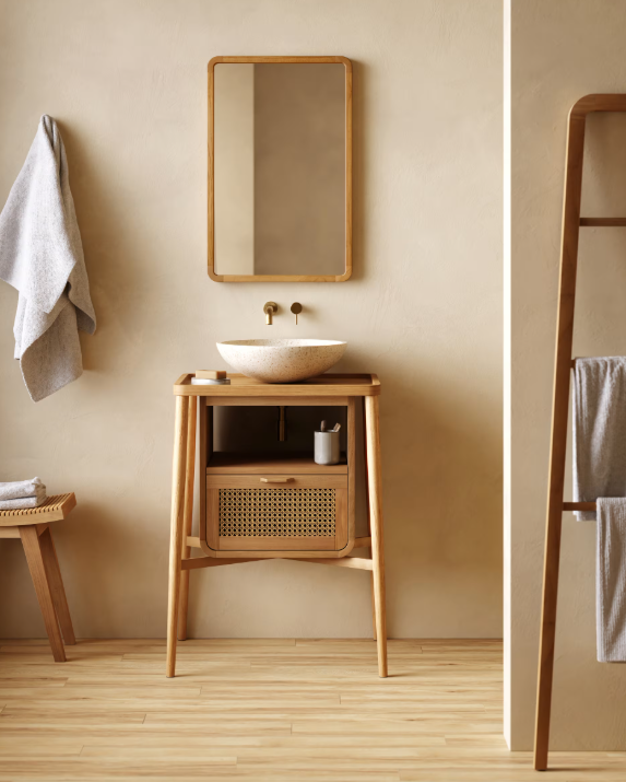 ULIANA Solid teak towel rail with natural finish 50 x 160 cm