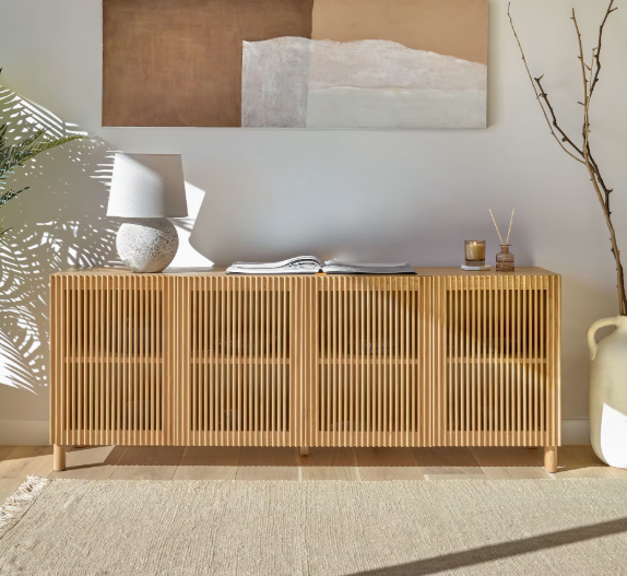 BEYLA Komoda s 4 vrata od punog hrasta i hrastovog furnira 180 x 71,5 cm FSC 100%