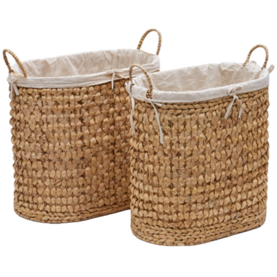 TRESSA Set of 2 Natural Fibre Clothes Baskets 50cm / 60cm