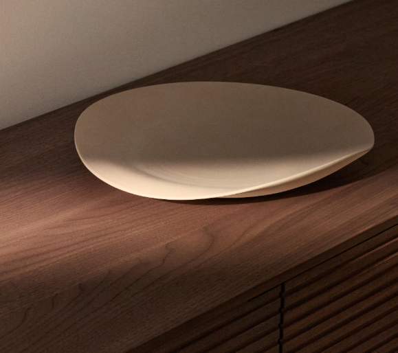 EBENOR Beige ceramic table centerpiece Ø 30 cm