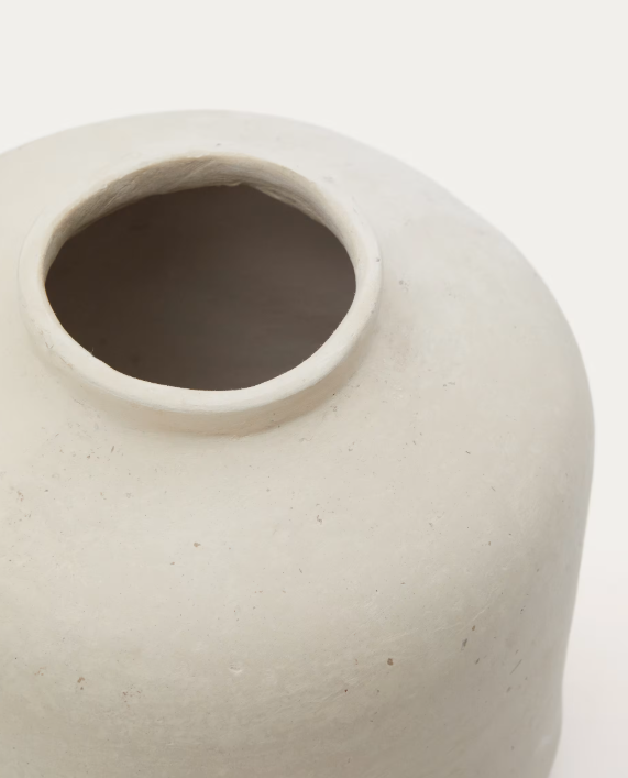 SERINA Papier mâché vase in white 27 cm