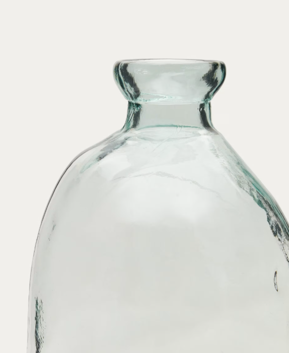 BRENNA Vase in 100% recycled transparent glass, 73 cm