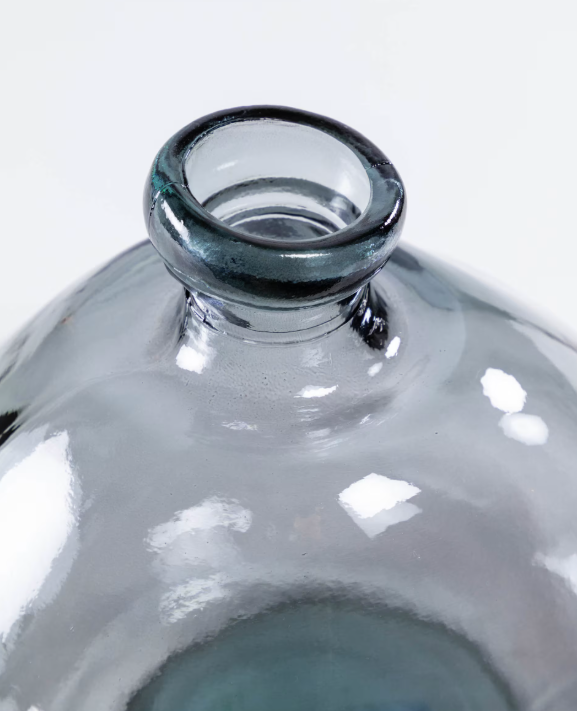 BRENNA Vase in 100% recycled blue glass, 33 cm