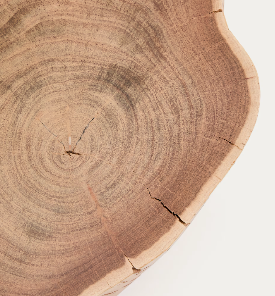 TANIVE stolić za kavu od masivnog akacijevog drva s izbijeljenom završnom obradom i crnim čeličnim nogama Ø49cm