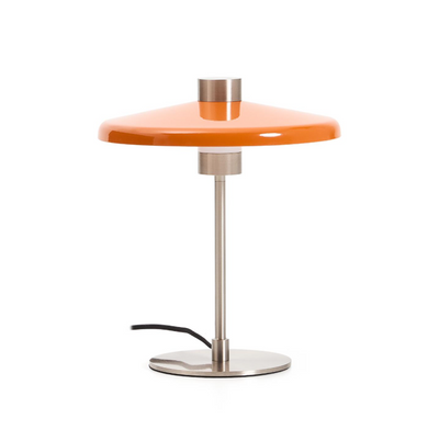 NUVIRA table lamp in light grey brushed metal and orange lampshade