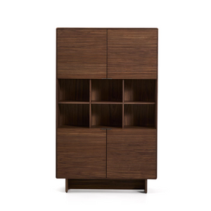 NORLEN 4-door tall sideboard in walnut veneer, 100 x 165cm