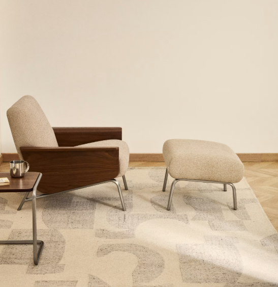 AMSEN Svijetlosmeđi oslonac za noge s nogama od brušenog nehrđajućeg čelika 68 x 55 cm