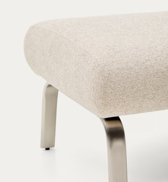 AMSEN Bež oslonac za noge s nogama od brušenog nehrđajućeg čelika 68 x 55 cm