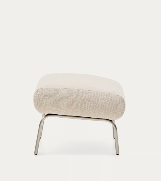 AMSEN Bež oslonac za noge s nogama od brušenog nehrđajućeg čelika 68 x 55 cm