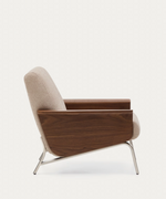 AMSEN Svijetlosmeđa fotelja od šperploče boje oraha s nogama od brušenog nehrđajućeg čelika