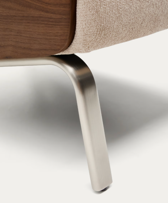 AMSEN Svijetlosmeđa fotelja od šperploče boje oraha s nogama od brušenog nehrđajućeg čelika