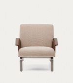 AMSEN Svijetlosmeđa fotelja od šperploče boje oraha s nogama od brušenog nehrđajućeg čelika