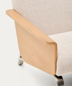 AMSEN Bež fotelja od hrastove šperploče s nogama od brušenog nehrđajućeg čelika