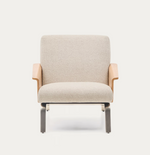 AMSEN Bež fotelja od hrastove šperploče s nogama od brušenog nehrđajućeg čelika