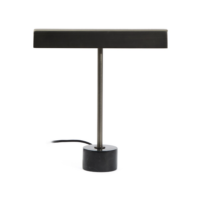 LYNOR brushed metal table lamp with white marble base