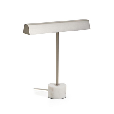 LYNOR brushed metal table lamp with black marble base