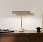 LYNOR Stolna lampa od brušenog metala s podnožjem od crnog mramora