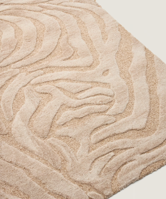 TRIBET Zebrasti vuneni tepih od žakard vune 200 x 300 cm