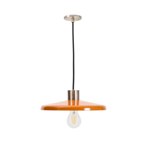 NUVIRA ceiling lamp in light grey brushed metal with orange lampshade