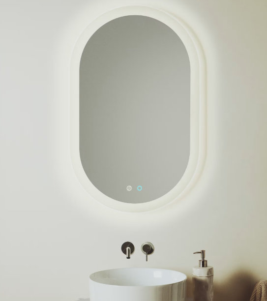 MERVI Ovalno kupaonsko ogledalo s LED svjetlom i zaštitom od zamagljivanja 80 x 50 cm