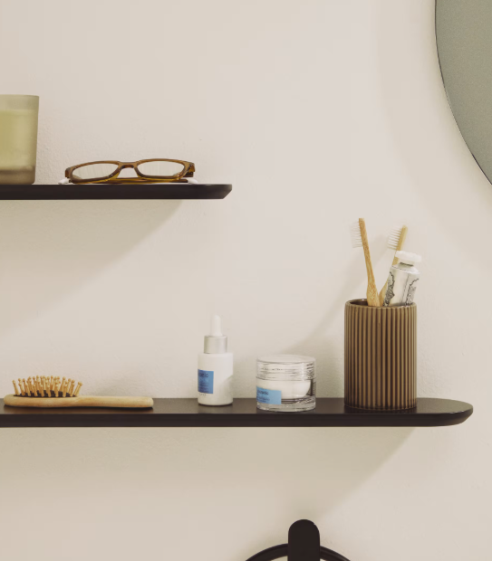 ARELY Set od 2 MDF police s crnim lakiranim završetkom 35 cm/55 cm