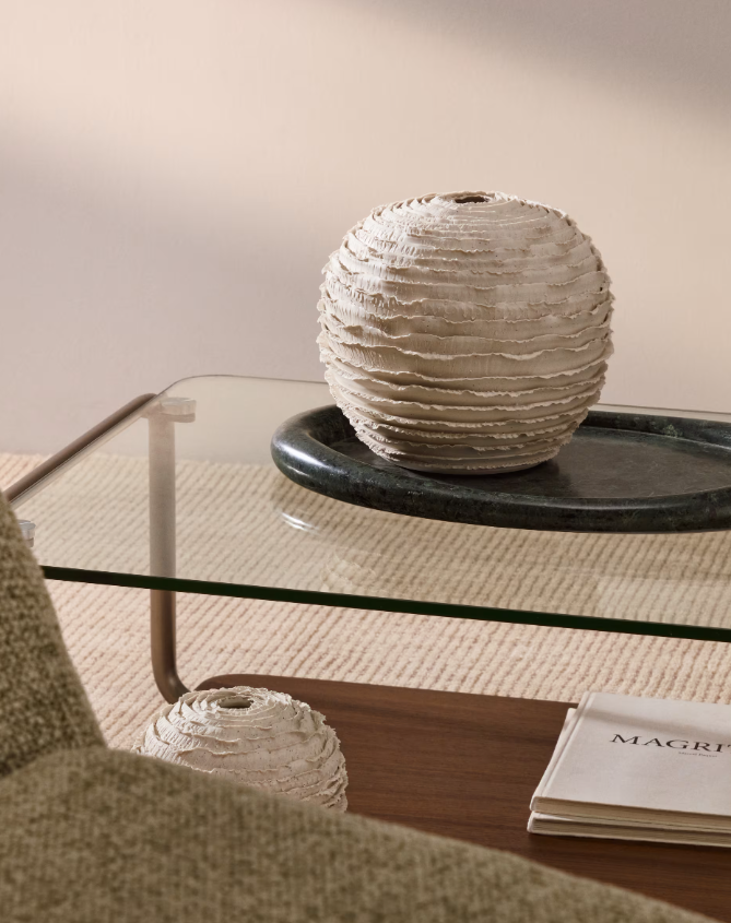 EVANIA Vase in beige ceramic 21 cm