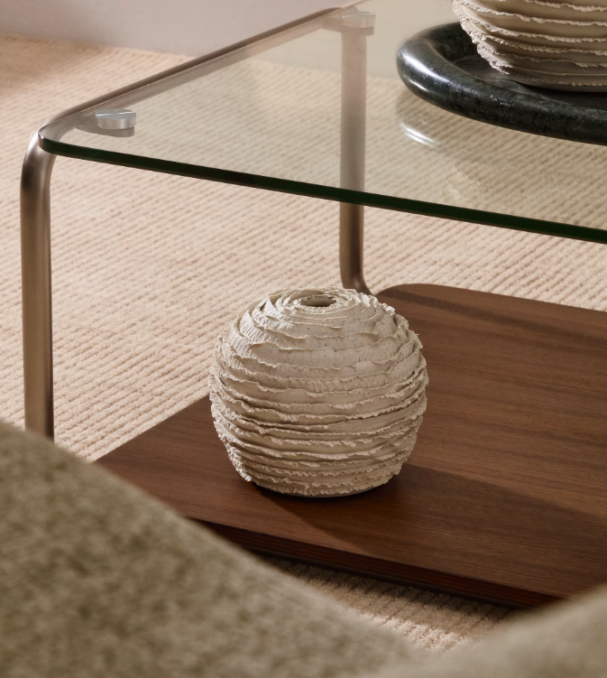 EVANIA Vase in beige ceramic 15.5 cm