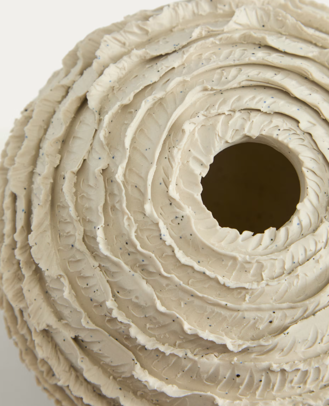 EVANIA Vase in beige ceramic 15.5 cm