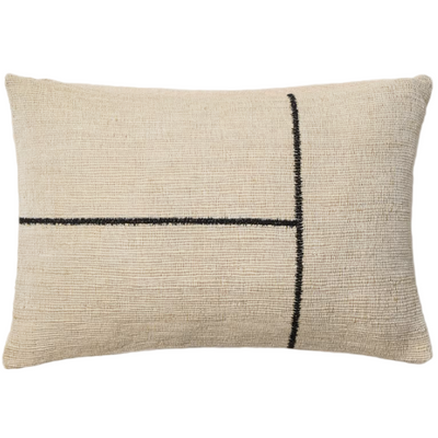ANVERA Beige viscose jacquard cushion cover with black contrasting lines 40 x 60 cm