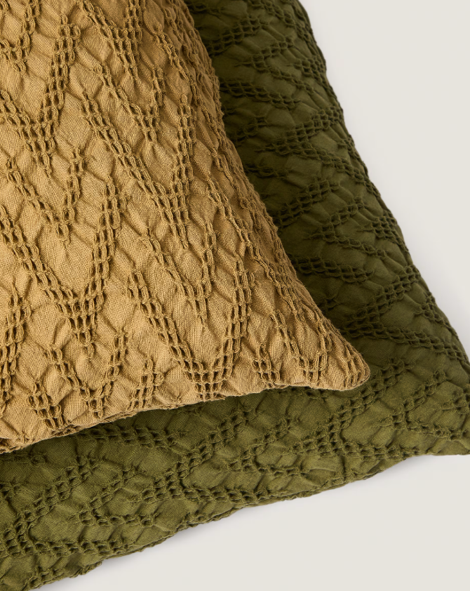 EVONE Cushion cover 100% cotton with waffle texture mustard 50 x 50 cm