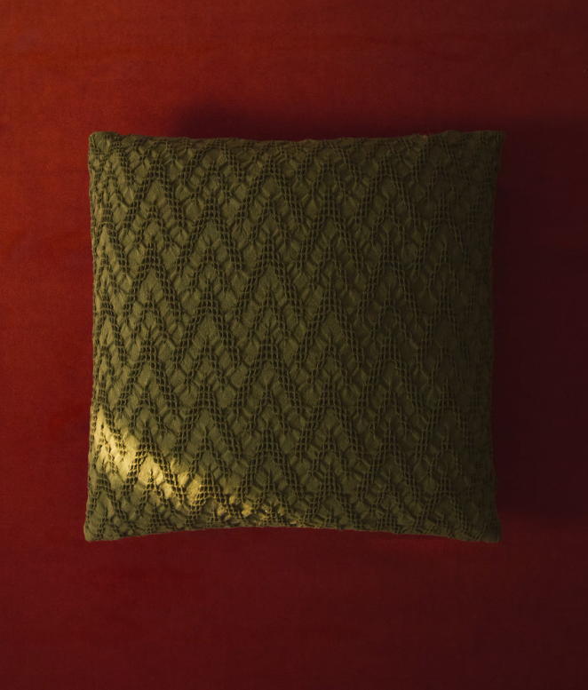 EVONE Cushion cover 100% cotton with waffle texture green 50 x 50 cm