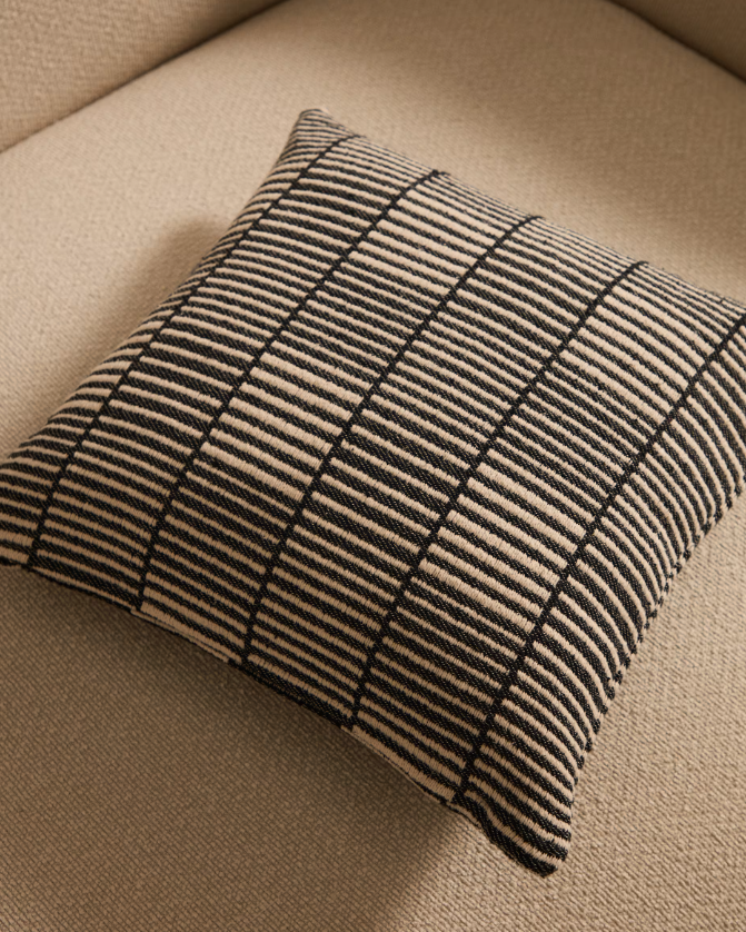 LEVU Crno-bijela prugasta jastučnica od 100% pamuka, 45 x 45 cm