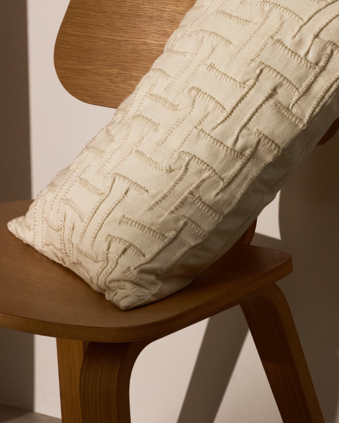 LIR Beige embroidered cotton cushion cover 30 x 50cm