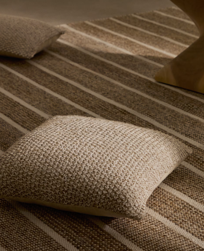 SUNIRA Cushion cover in cotton and natural jute, 45 x 45 cm