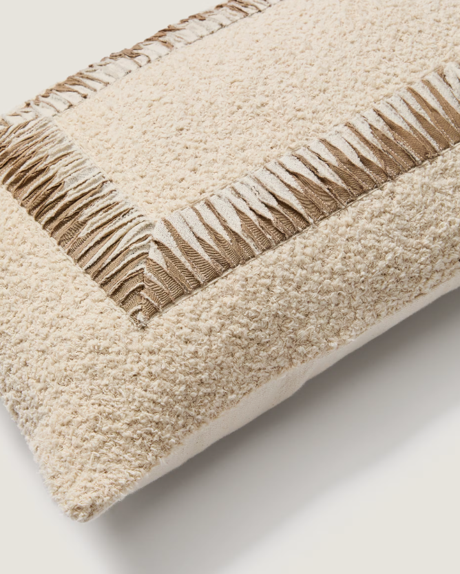 ENARI Beige and brown cotton cushion cover 50 x 30cm