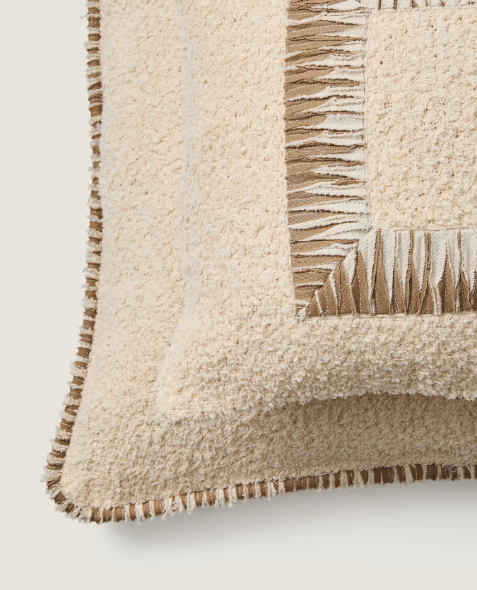 ENARI Beige and brown cotton cushion cover 50 x 30cm