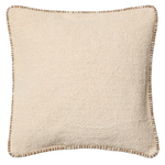 ENARI Beige cotton cushion cover with contrasting brown trim 50 x 50cm